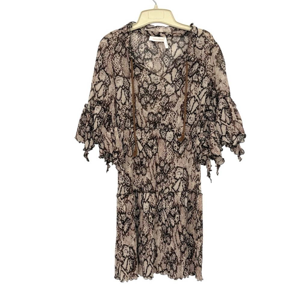 See By Chloe Python Snake Ruffle Sleeve Mini Dres… - image 2